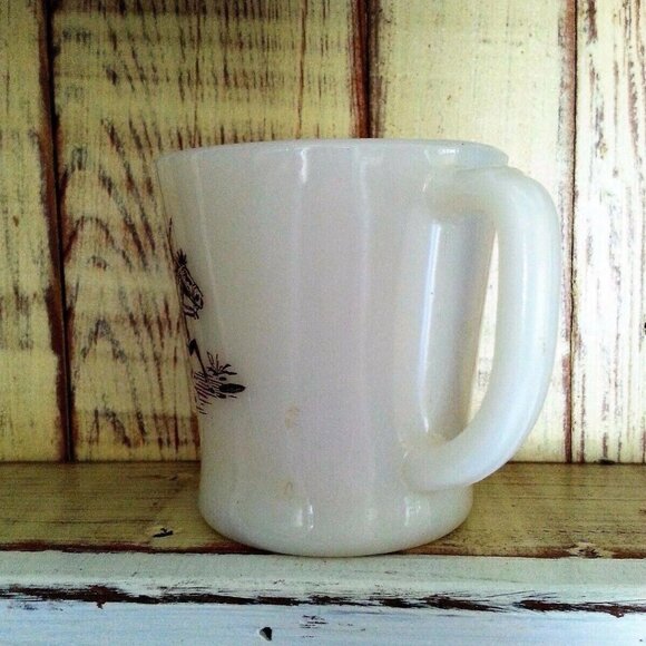 Davy Crockett Fire King Milk Glass Cup Mug 1950s Vintage Fire King - Picture 5 of 6